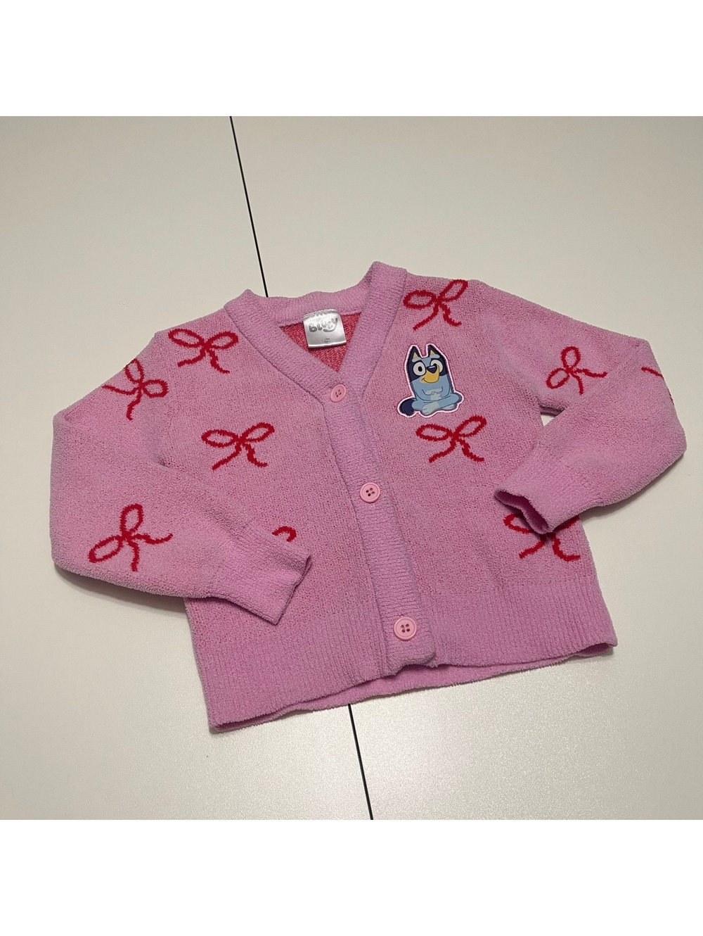 Bluey Girl's Size 18m Bow Button Up Sweater Cardigan